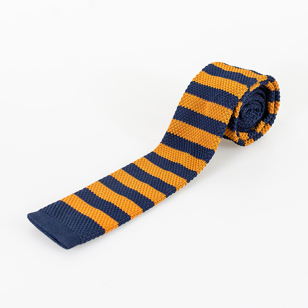 CV701 Knitted Tobacco/Navy Tie | Kaymans